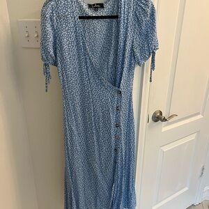 Lulu's Blue Patterned Midi Dress